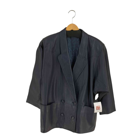 裏地ペイズリー ダブルブレスト レザージャケット レディース